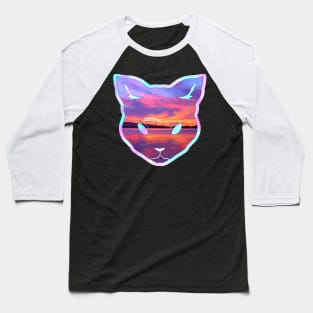 Prismatic iridescent sunset ocean cat Baseball T-Shirt